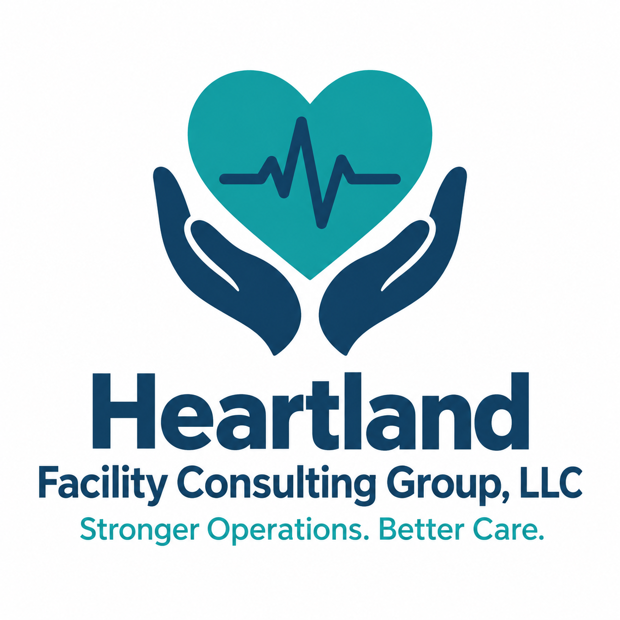 Heartland Facility Consulting Group, LLC logo with a teal heart and helping hands